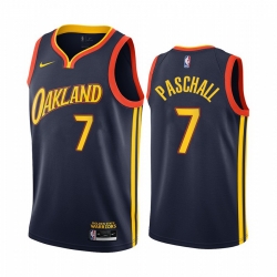 Men Nike Golden State Warriors 7 Eric Paschall Navy NBA Swingman 2020 21 City Edition Jersey