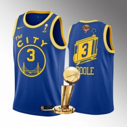 Men's Golden State Warriors #3 Jordan Poole 2022 Royal NBA Finals Champions Stitched Jerseys