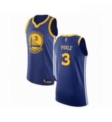 Mens Golden State Warriors 3 Jordan Poole Authentic Royal Blue Basketball Jersey Icon Edition 