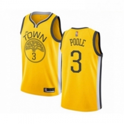 Mens Golden State Warriors 3 Jordan Poole Yellow Swingman Jersey Earned Edition 