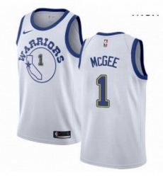 Mens Nike Golden State Warriors 1 JaVale McGee Swingman White Hardwood Classics NBA Jersey