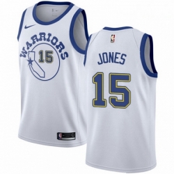 Mens Nike Golden State Warriors 15 Damian Jones Authentic White Hardwood Classics NBA Jersey