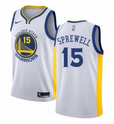 Mens Nike Golden State Warriors 15 Latrell Sprewell Swingman White Home NBA Jersey Association Edition