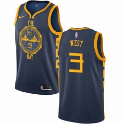 Mens Nike Golden State Warriors 3 David West Swingman Navy Blue NBA Jersey City Edition