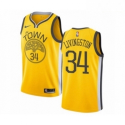 Mens Nike Golden State Warriors 34 Shaun Livingston Yellow Swingman Jersey Earned Edition 