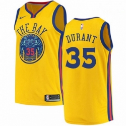 Mens Nike Golden State Warriors 35 Kevin Durant Swingman Gold NBA Jersey City Edition