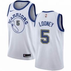 Mens Nike Golden State Warriors 5 Kevon Looney Authentic White Hardwood Classics NBA Jersey