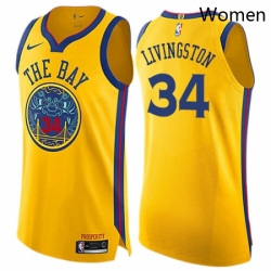 Womens Nike Golden State Warriors 34 Shaun Livingston Swingman Gold NBA Jersey City Edition 