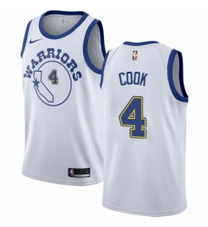 Womens Nike Golden State Warriors 4 Quinn Cook Swingman White Hardwood Classics NBA Jersey 