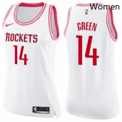 Womens Nike Houston Rockets 14 Gerald Green Swingman WhitePink Fashion NBA Jersey 