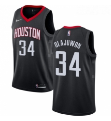 Womens Nike Houston Rockets 34 Hakeem Olajuwon Swingman Black Alternate NBA Jersey Statement Edition