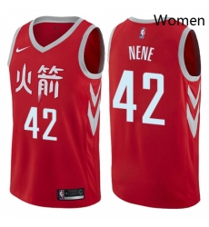 Womens Nike Houston Rockets 42 Nene Swingman Red NBA Jersey City Edition 