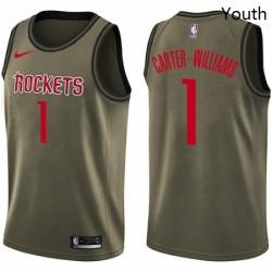 Youth Nike Houston Rockets 1 Michael Carter Williams Swingman Green Salute to Service NBA Jersey 