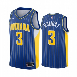 Men Nike Indiana Pacers 3 Aaron Holiday Blue NBA Swingman 2020 21 City Edition Jersey