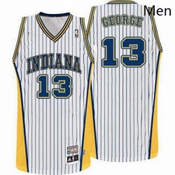 Mens Adidas Indiana Pacers 13 Paul George Swingman White Throwback NBA Jersey