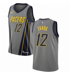 Mens Nike Indiana Pacers 12 Tyreke Evans Swingman Gray NBA Jersey City Edition 