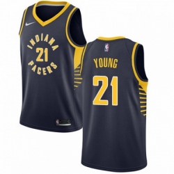 Mens Nike Indiana Pacers 21 Thaddeus Young Swingman Navy Blue Road NBA Jersey Icon Edition