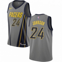 Mens Nike Indiana Pacers 24 Alize Johnson Swingman Gray NBA Jersey City Edition 