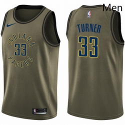 Mens Nike Indiana Pacers 33 Myles Turner Swingman Green Salute to Service NBA Jersey