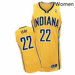 Womens Adidas Indiana Pacers 22 T J Leaf Authentic Gold Alternate NBA Jersey 