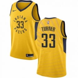 Womens Nike Indiana Pacers 33 Myles Turner Swingman Gold NBA Jersey Statement Edition