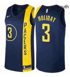 Youth Nike Indiana Pacers 3 Aaron Holiday Swingman Navy Blue NBA Jersey City Edition 