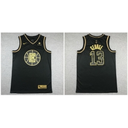 Clippers 13 Paul George Black Gold Nike Swingman Jersey