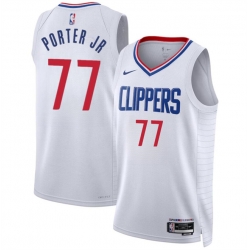 Men Los Angeles Clippers 77 Kevin Porter Jr White Association Edition Stitched Jersey