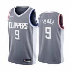 Men Los Angeles Clippers 9 Serge Ibaka Gray NBA Swingman 2020 21 Earned Edition Jersey