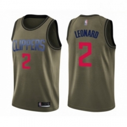 Mens Los Angeles Clippers 2 Kawhi Leonard Swingman Green Salute to Service Basketball Jersey 