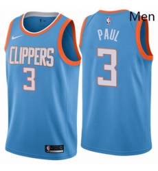 Mens Nike Los Angeles Clippers 3 Chris Paul Authentic Blue NBA Jersey City Edition 