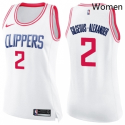 Womens Nike Los Angeles Clippers 2 Shai Gilgeous Alexander Swingman White Pink Fashion NBA Jersey 