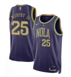 Men New Orleans Pelicans 25 Trey Murphy III Purple 2024 25 City Ediiton Stitched Basketball Jersey