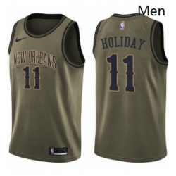 Mens Nike New Orleans Pelicans 11 Jrue Holiday Swingman Green Salute to Service NBA Jersey