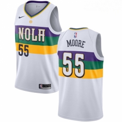 Mens Nike New Orleans Pelicans 55 ETwaun Moore Swingman White NBA Jersey City Editio