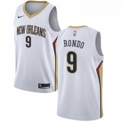 Womens Nike New Orleans Pelicans 9 Rajon Rondo Authentic White Home NBA Jersey Association Edition 