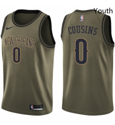 Youth Nike New Orleans Pelicans 0 DeMarcus Cousins Swingman Green Salute to Service NBA Jersey