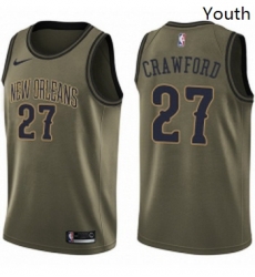 Youth Nike New Orleans Pelicans 27 Jordan Crawford Swingman Green Salute to Service NBA Jersey 