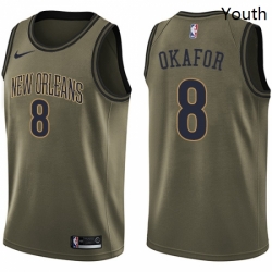 Youth Nike New Orleans Pelicans 8 Jahlil Okafor Swingman Green Salute to Service NBA Jersey 