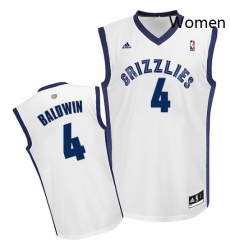 Womens Adidas Memphis Grizzlies 4 Wade Baldwin Swingman White Home NBA Jersey 