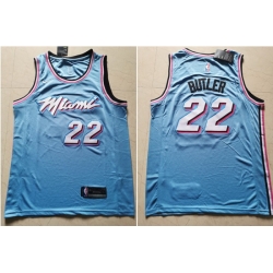 Heat 22 Jimmy Butler Light Blue Nike City Edition Swingman Jersey