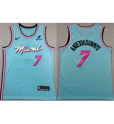 Men Miami Heat  7 Giannis Antetokounmpo Blue Stitched Basketball Jersey