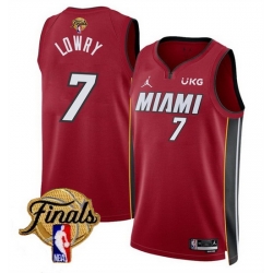 Men Miami Heat 7 Kyle Lowry Red 2023 Finals Statement Edition Stitched Basketball Jersey