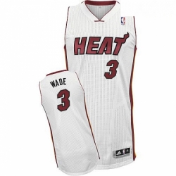 Mens Adidas Miami Heat 3 Dwyane Wade Authentic White Home NBA Jersey