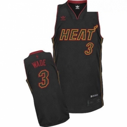 Mens Adidas Miami Heat 3 Dwyane Wade Swingman Black Carbon Fiber Fashion NBA Jersey