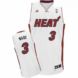 Mens Adidas Miami Heat 3 Dwyane Wade Swingman White Home NBA Jersey