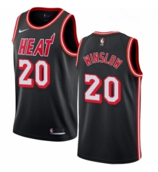 Mens Nike Miami Heat 20 Justise Winslow Swingman Black Black Fashion Hardwood Classics NBA Jersey