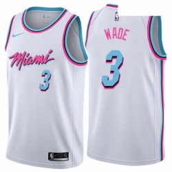 Mens Nike Miami Heat 3 Dwyane Wade Authentic White NBA Jersey City Edition