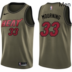 Mens Nike Miami Heat 33 Alonzo Mourning Swingman Green Salute to Service NBA Jersey