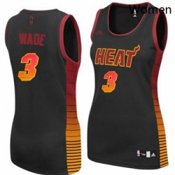 Womens Adidas Miami Heat 3 Dwyane Wade Swingman Black Vibe NBA Jersey